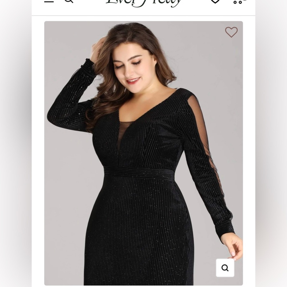 Ever-pretty NWT black velvet glittery sequins long gown formal dress size 16